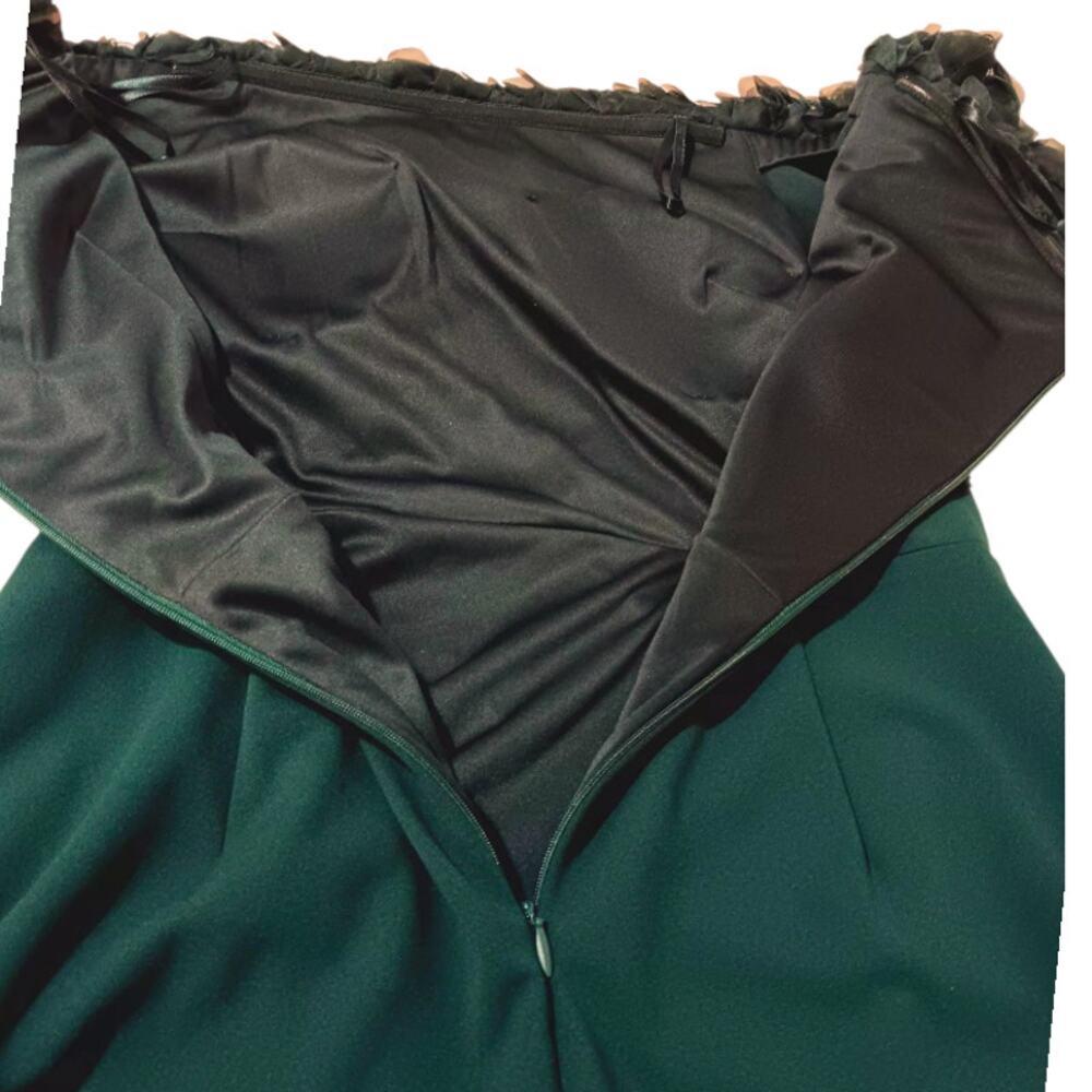 NEW ELIZA J Formal Gown 12 Green Ruched Waist Rosette Off Shoulder Evening Dress - Picture 7 of 12